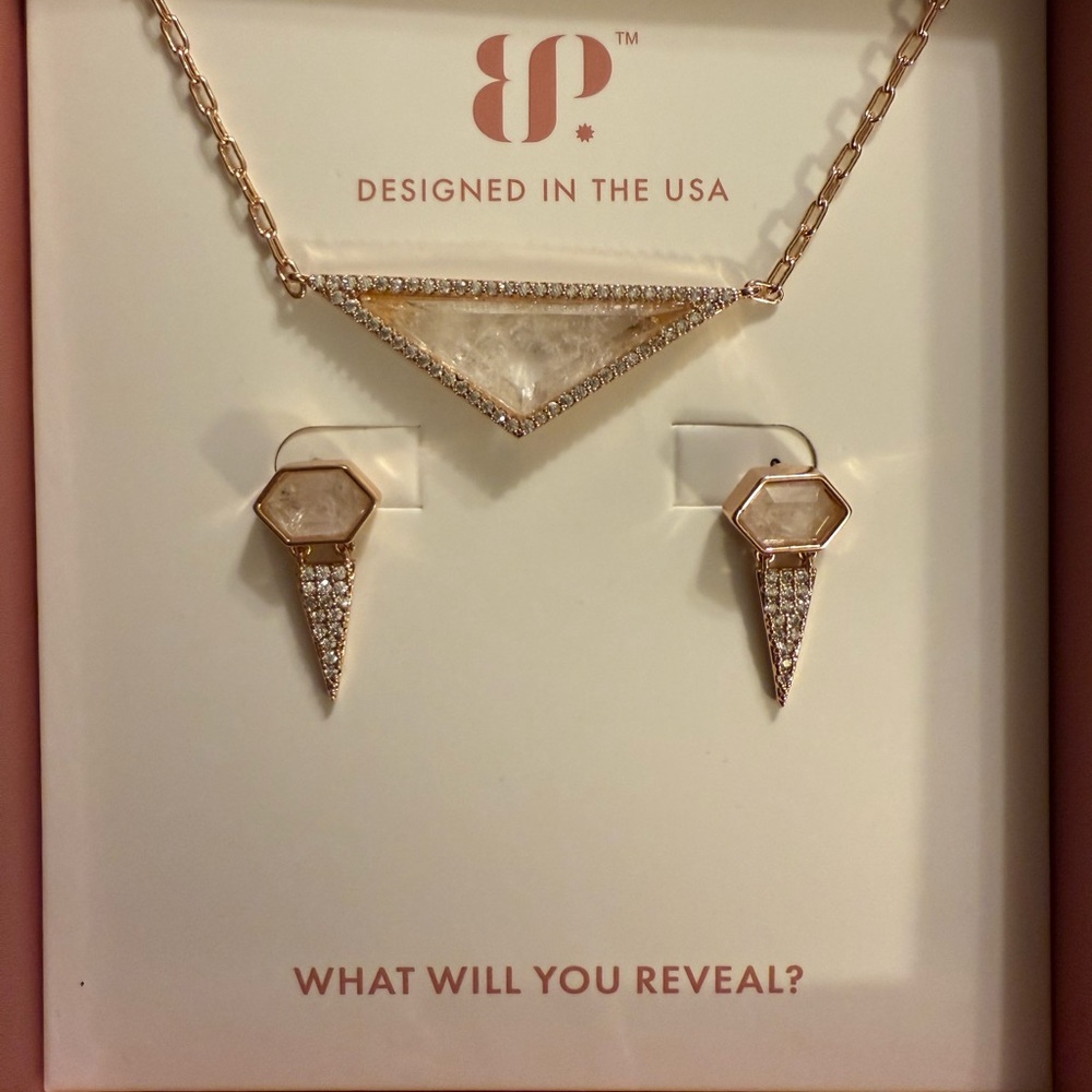 Bomb Party Simply Sets Rose Gold Necklace and Earring Set